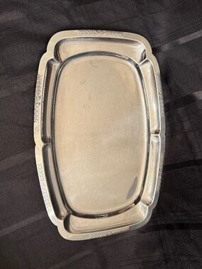 Vintage Italian Inox 18/C Stainless Steel Serving Tray 15.5" Scalloped Rim